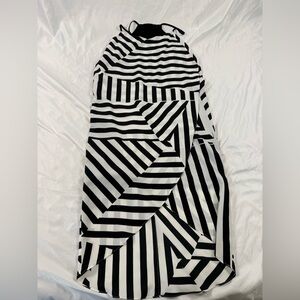 Felicity & Coco Black White Geometric Stripe Sleeveless Layered Dress Size S